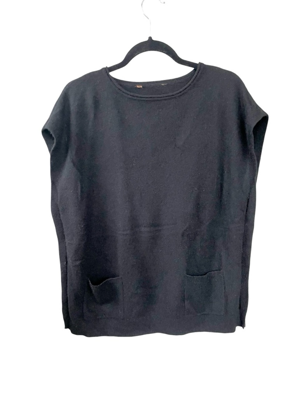 Women's Black Cashmere Crewneck Sweater Oversized S/M